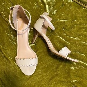 Kelly and Katie Cream Blush Pink Strap Kitten Heel
